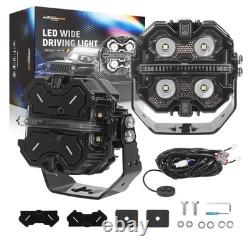Square LED Auxiliary Driving Lights For Off Road 4WD SUV ATV 270° Beam 19200LM