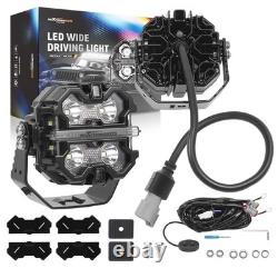 Square LED Auxiliary Driving Lights For Off Road 4WD SUV ATV 270° Beam 19200LM