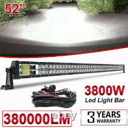 Straight 52 LED Light Bar Spot Flood Combo Offroad roof Driving SUV 4WD Truck