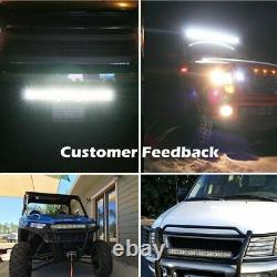 Straight 52inch LED Light Bar 1600W Combo+ 4'' Pods SUV 4X4 Boat+Harness Offroad