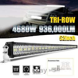 Straight 52inch Offroad Led Light Bar 3-Rows Spot Flood Combo roof Driving Truck