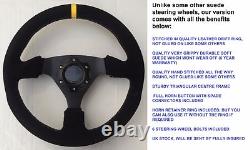 Suede Steering Wheel And Quick Release Snap Off Boss Kit Hub 330mm 13 Inch