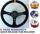 Suede Steering Wheel And Quick Release Snap Off Boss Kit Hub 350mm 13.7 Inch