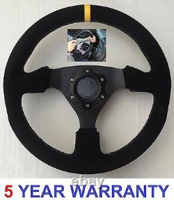 Suede Steering Wheel & Snap Off Boss Kit Hub Fit 36 Spline Land Rover Defender