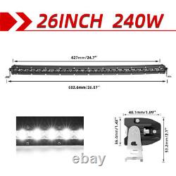 Super Slim 20'' 26'' 32 44 50 Curved Single Row LED Light Bar Offroad Combo
