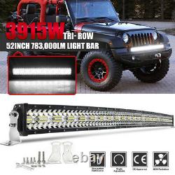 Tri-Row 52 Curved LED Light Bar Driving Flood Spot Roof Offroad Truck 4×4WD 50
