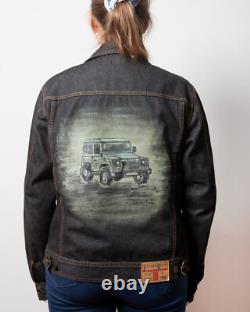 Upcycled Hand Painted Denim Jacket Land Rover Defender Off Road Jacket M